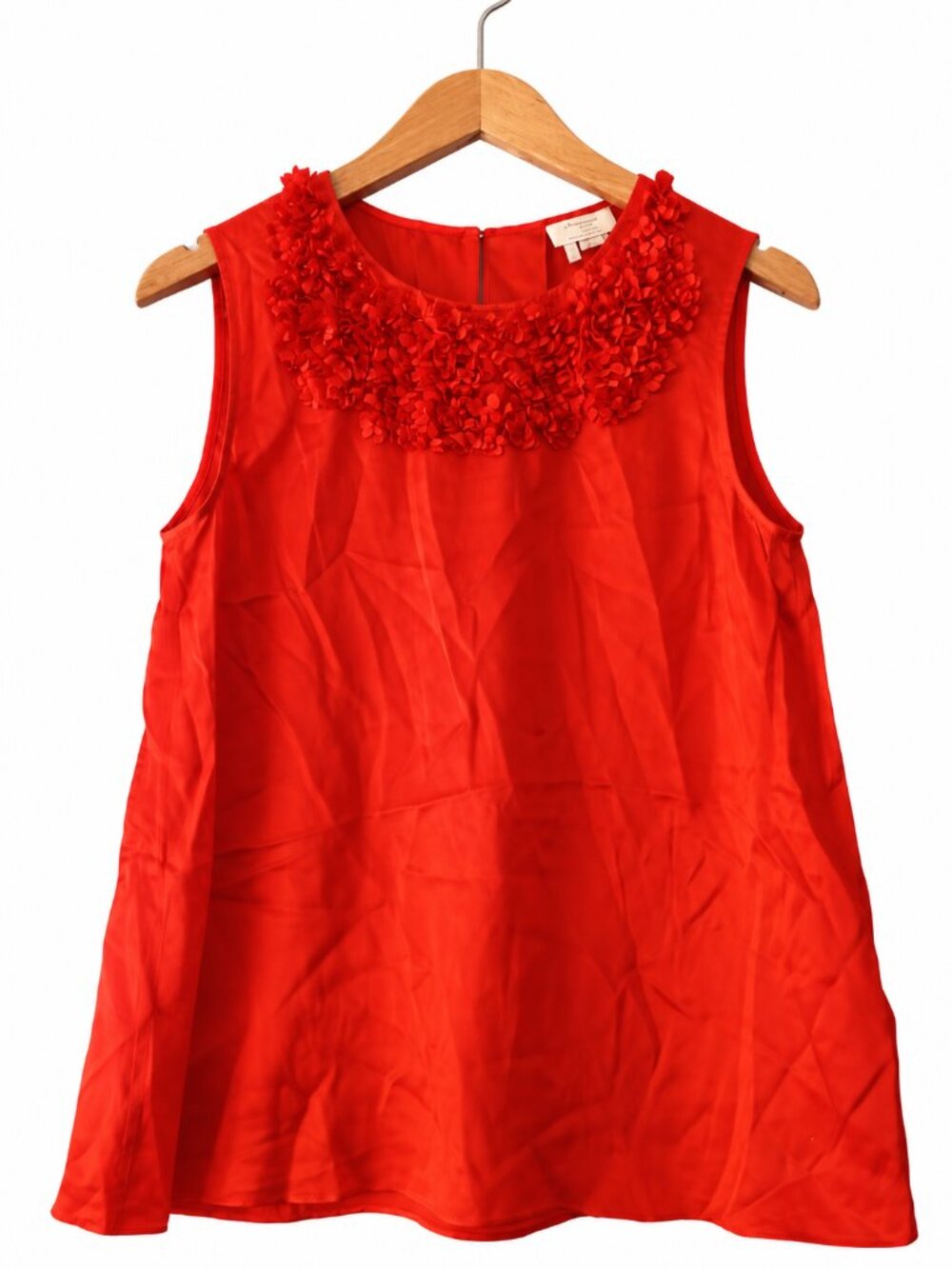 Kate Spade Red 100% Silk Floral Applique Sleeveless Blouse Romantic M